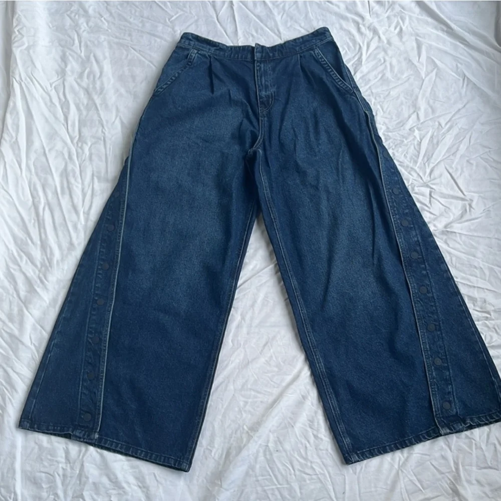 New FREE PEOPLE We The Free Time Warp Wide-Leg Jeans. - Picture 5 of 7